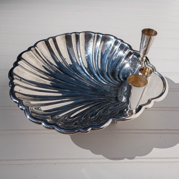 Sheffield Silver Co Clam Shell Footed Serving Dish Silverplated Scalloped Vtg - Picture 5 of 10